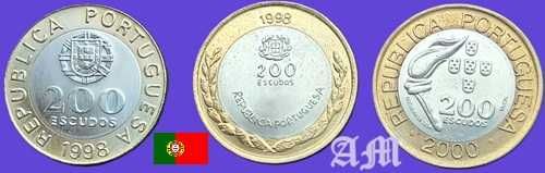 PORTUGAL Moedas 200$00 (escudos) Bimetálicas