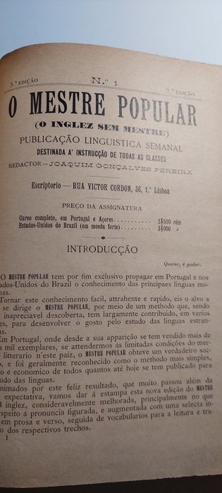 O Mestre Popular ou o Inglez sem Mestre (5ª edição) Joaquim Pereira