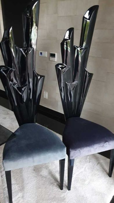 Cadeiras Modernas Lacadas de Preto Brilhante