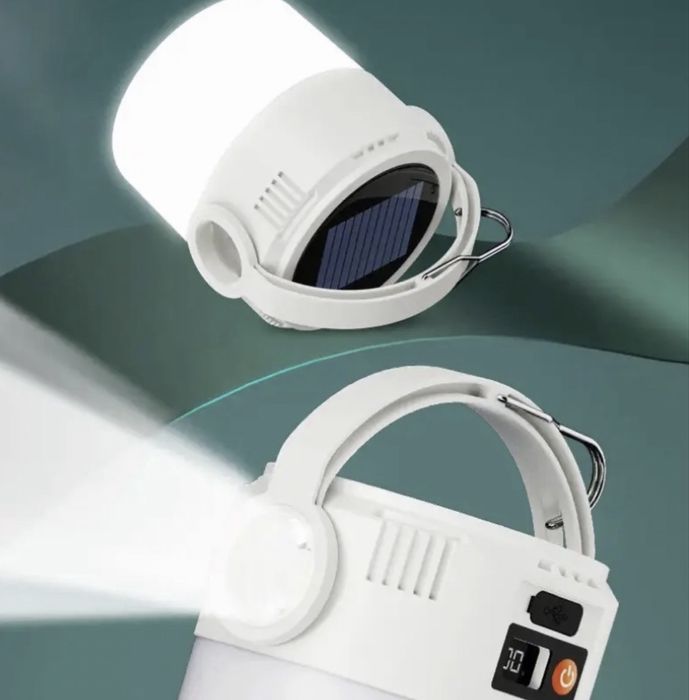 Сонячна LED лампа з гачком та Type-C зарядкою