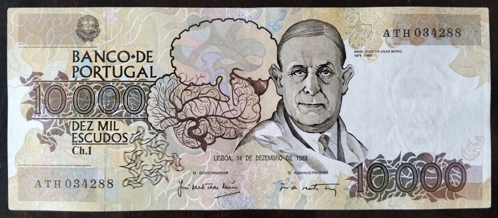 Lote 8 Notas 10000$ 1989 Egas Moniz Estado Belas Excelente Preço