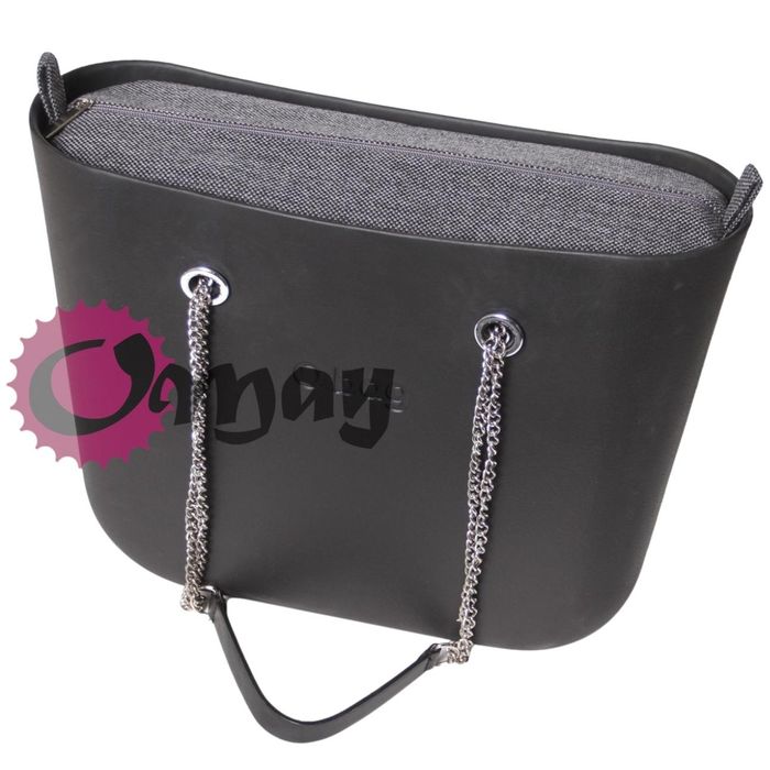 Grafitowy organizer do OBAG STANDARD plecionka grafit 2 kieszenie OMAY