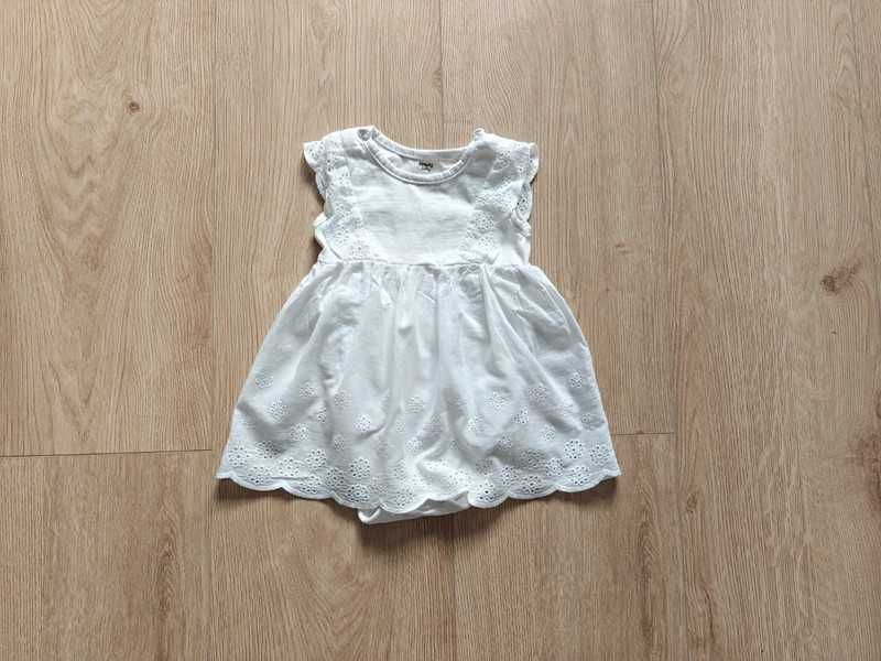 Biała ażurowa sukienka body 80 chrzest roczek