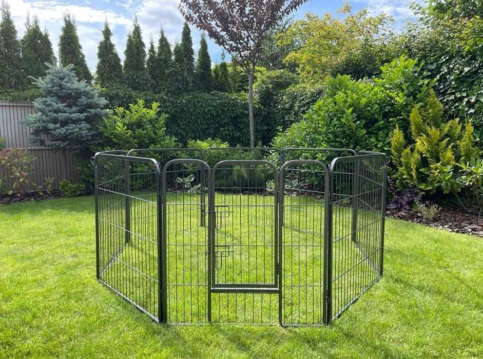 Kojec Dla Psa Modułowy Klatka Zagroda dla Psa Kota Szczeniąt Wybieg Metalowy 8 Paneli 80x60 cm NOWY