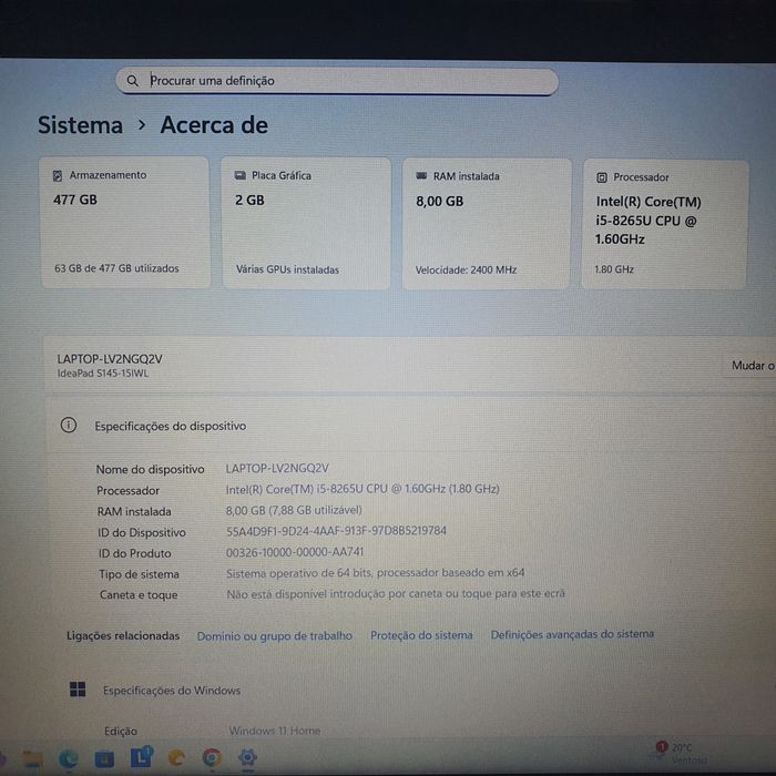 Portátil i5 8gb 500gb ssd nvidia 2gb