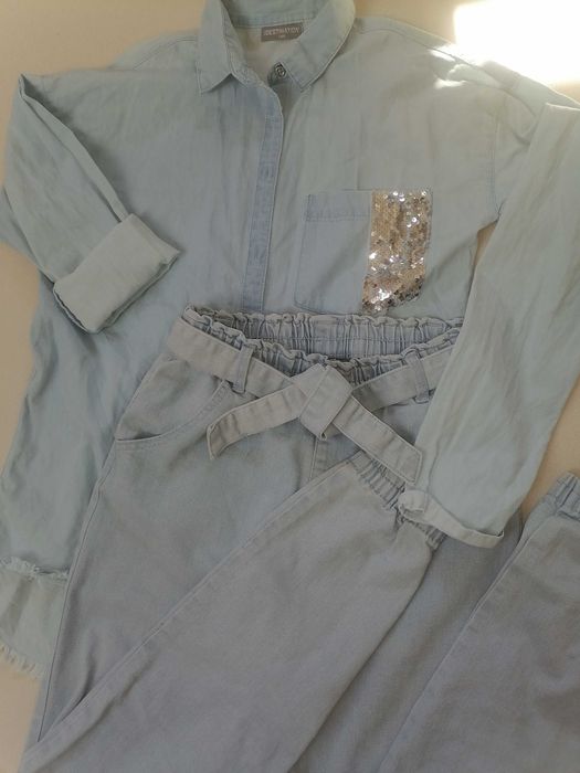 Zestaw jeans koszula i spodnie rozm 164