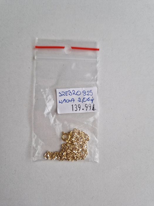 Łańcuszek srebrny pozłacany