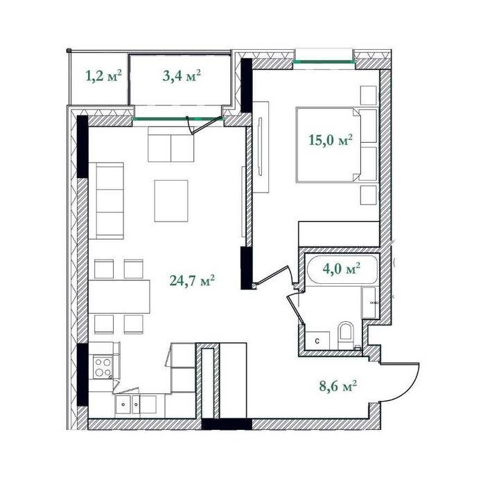 Illinsky House | 1к 57м² | Вид на Поділ | Клубний будинок | Без %