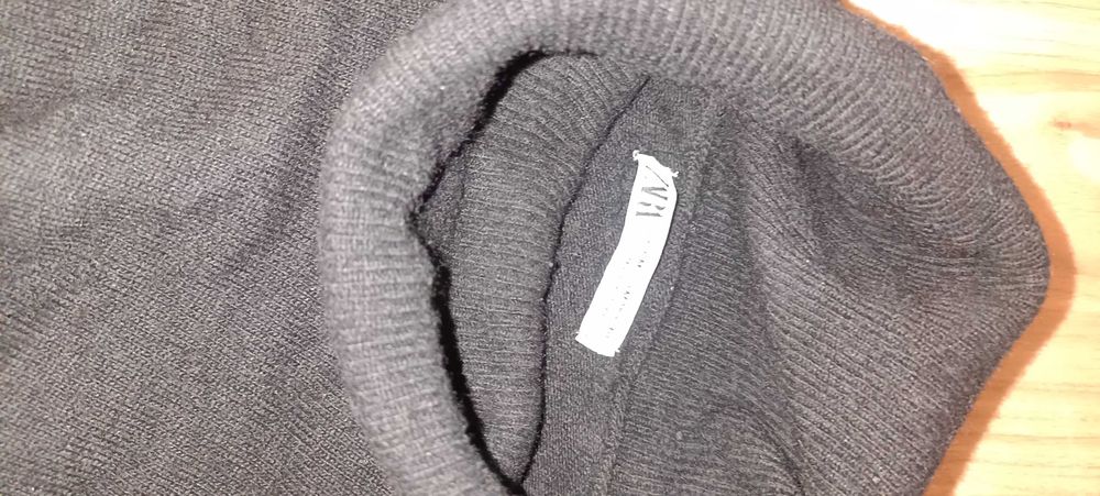 Sweter wełniany Wool z kaszmirem Cashmere i golfem ZARA M czarny