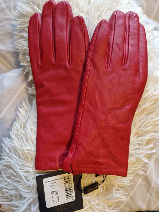 Wittchen czerwone skórzane rękawiczki, rozmiar S, nowe z metką