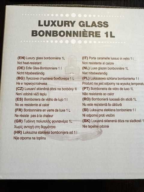 Luksusowa szklana bombonierka 1L Nowa stylowy hit do kuchni i salonu