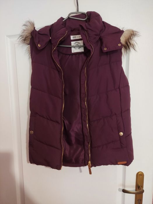 Bezrękawnik fioletowy z kapturem