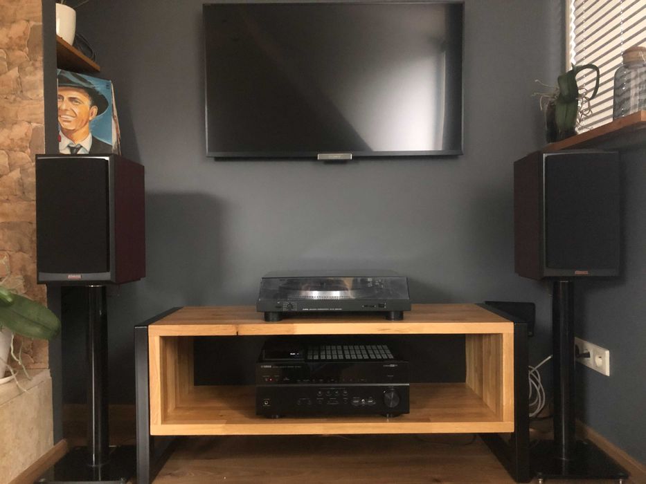 Dębowa szafka RTV pod telewizor industrialna loft metal drewno 100x40