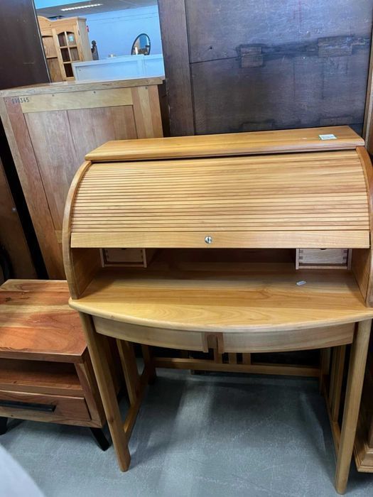 Mały sekretarzyk jasny drewniany biurko z roletą lite drewno FV DOWÓZ