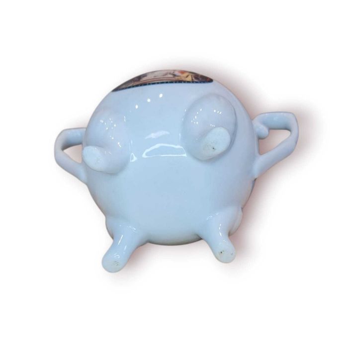 Açucareiro Porcelana c/ Dourado e Cena Romântica – 15 cm
