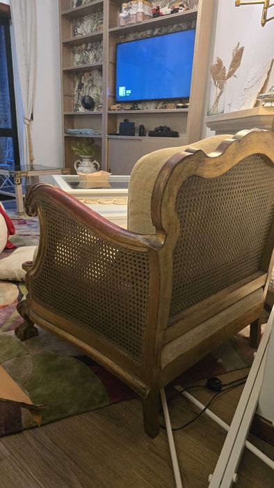 Poltrona Bergère Vintage Estilo Chippendale c/ Palhinha