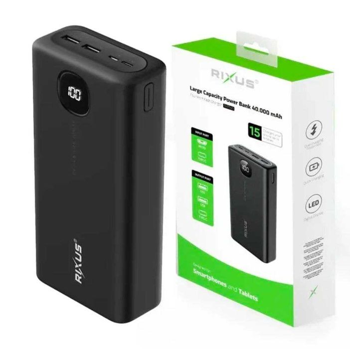 Павербанк з швидкою зарядкою Power Bank 30000 40000 Rixus