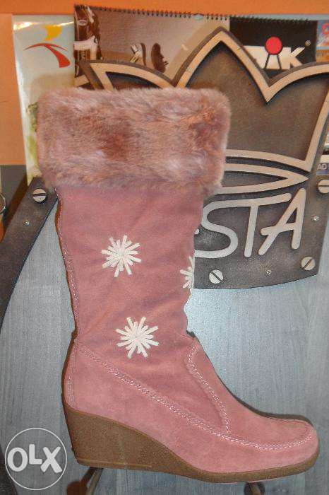 Ocieplane kozaki łososiowe różowe futerko kożuszek Marco Tozzi