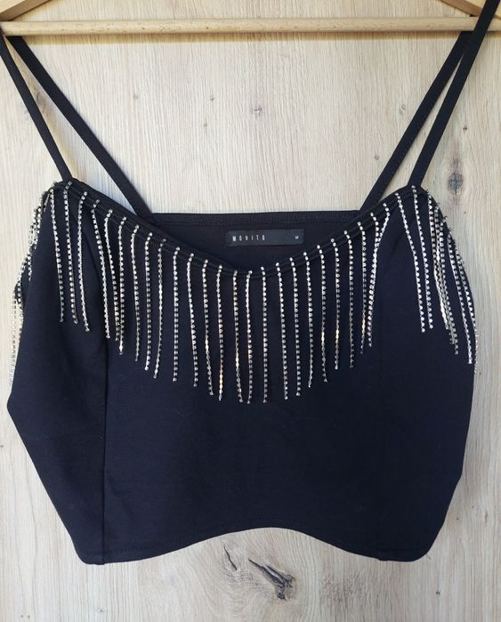 Crop top imprezowy Mohito 38 czarny