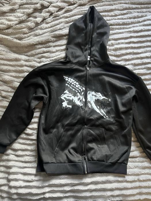 Crocodile Zip Hoodie / Худи с принтом крокодила черное и серое