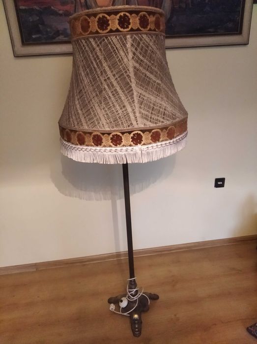 Lampa mosiężna abażur antyk