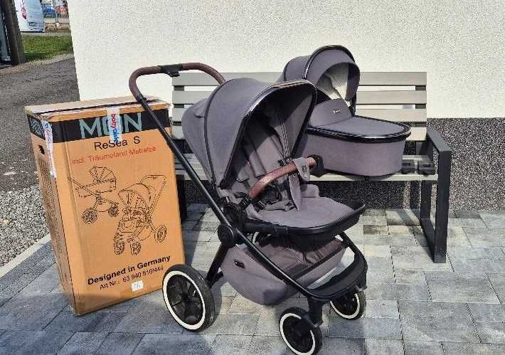 Wózek Moon ReSea S szary 2 w 1 gondola spacerówka zadbany adaptery
