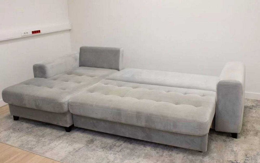 Диван-ліжко vittorio, 274/150 см, велюр сірий