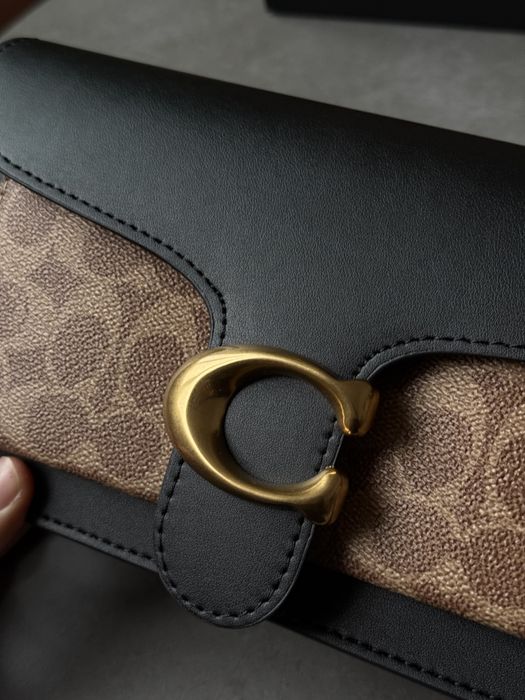 Coach Tabby Black/Beige Shoulder Bag In Signature Canvas