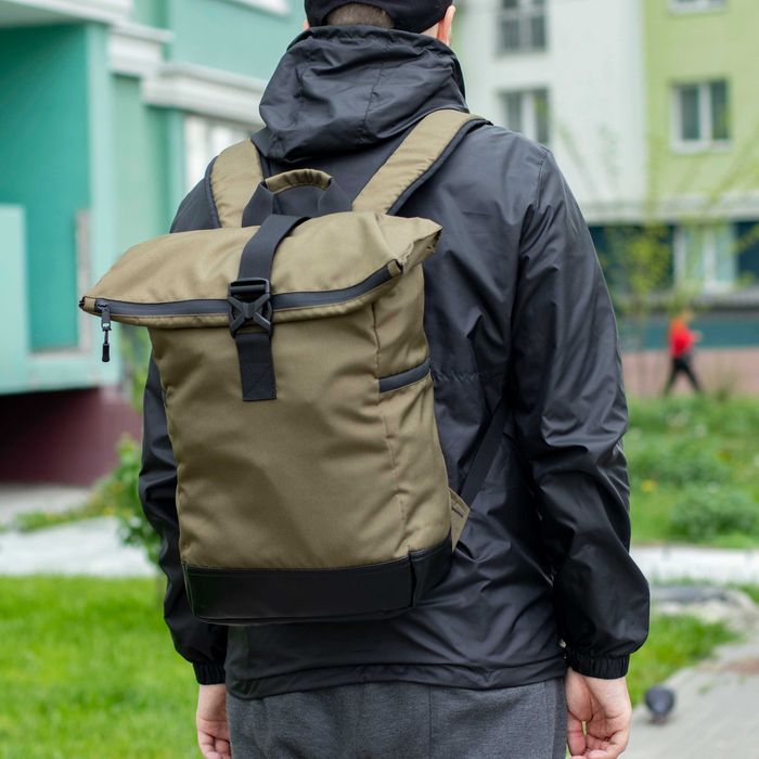 Рюкзак Роллтоп зеленый городской для путешествий ROLL TOP