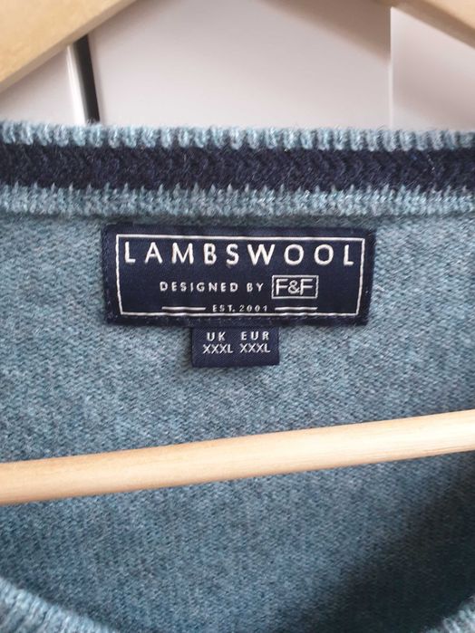Niebieski wełniany sweter F&F 3XL wełna 100%