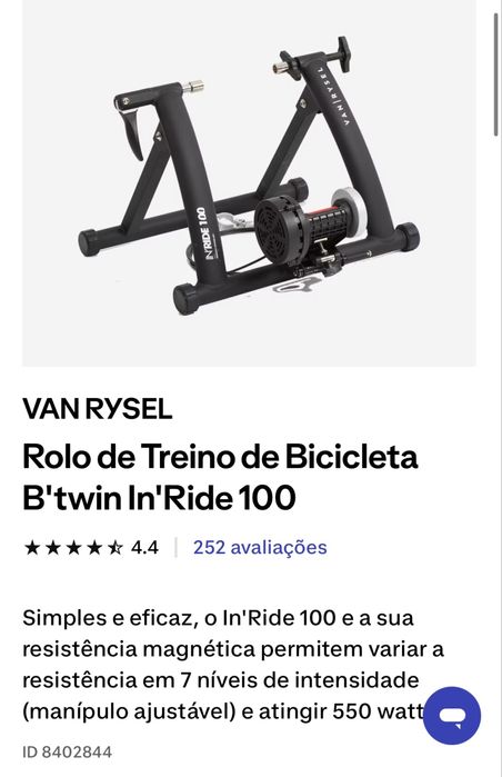 Rolo de treino In’Ride 100 com resistencia magnetica BTWIN