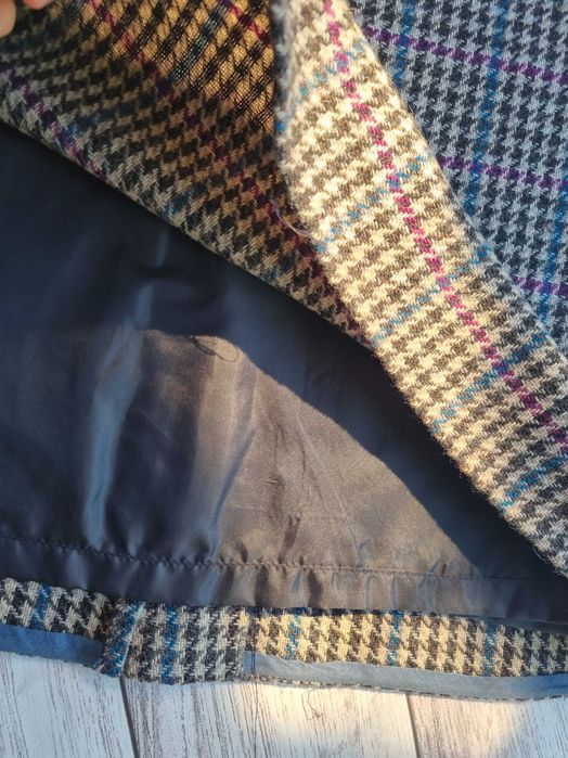 Шерстяная юбка в гусину лапку карандаш классическая