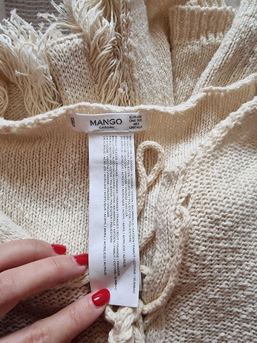 Camisola estilo poncho bege Mango 93% algodão, tamanho único