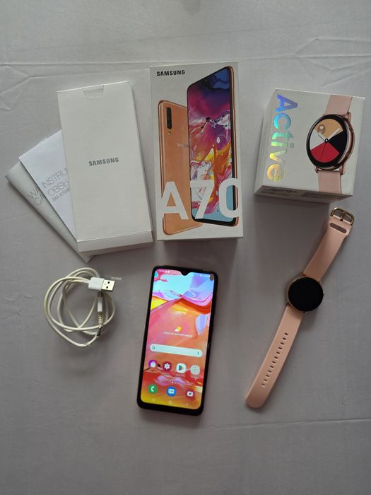 uszkodzony Samsung Galaxy A70 + zegarek Galaxy Watch Active