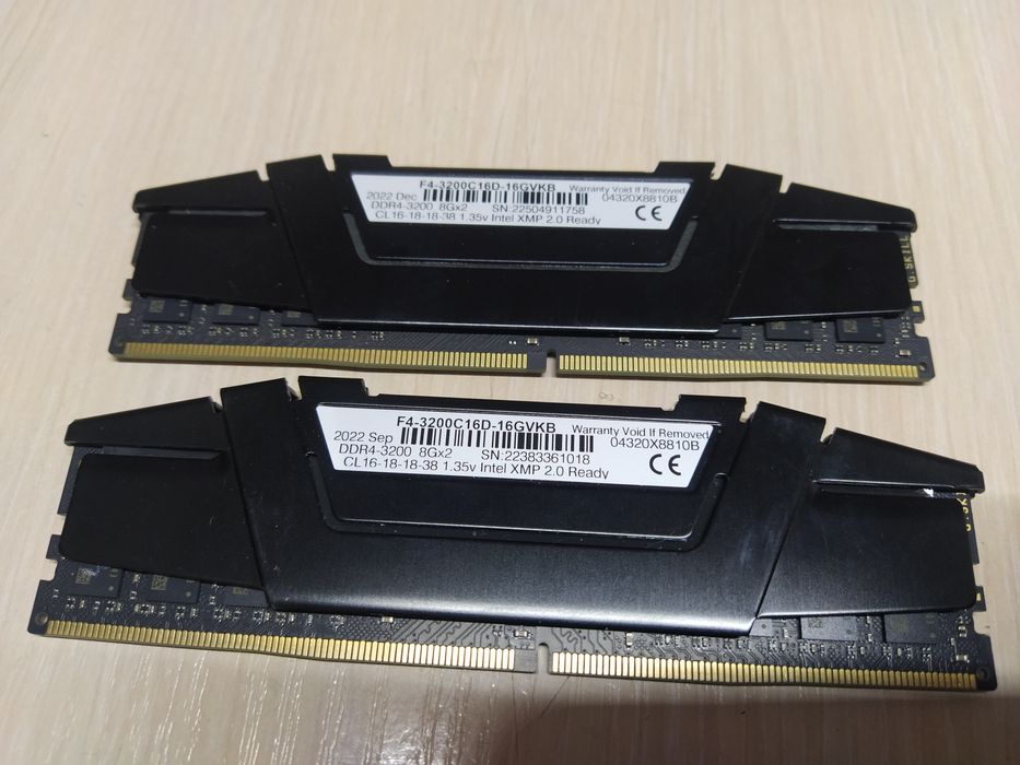 Оперативна пам'ять G.Skill DDR4 16GB 2x8GB 3200Mhz Ripjaws V не працює