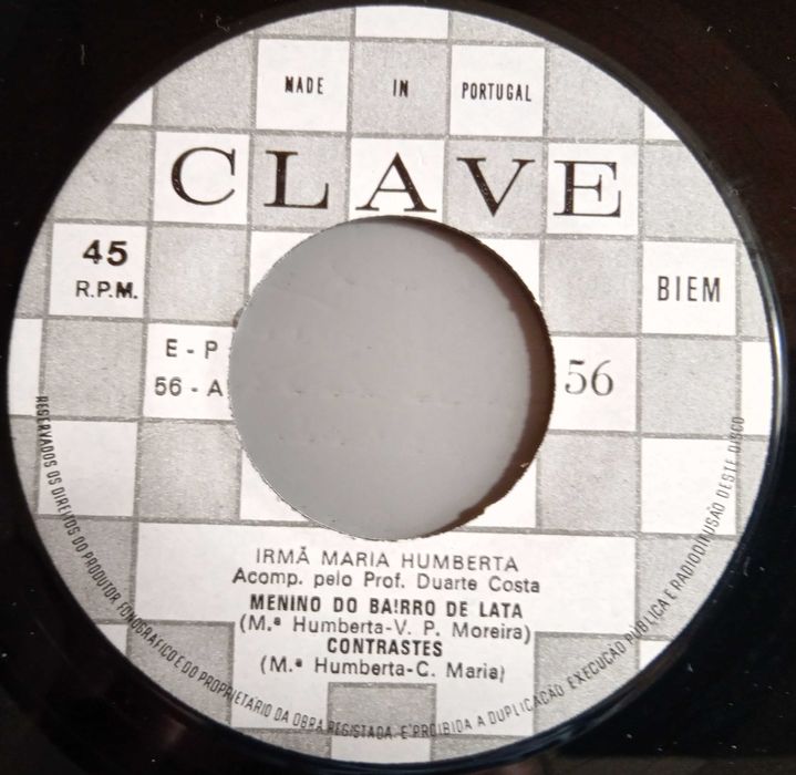 Irmã Maria Humberta	- - - - -	Menino do Bairro de Lata	- - - - -	EP