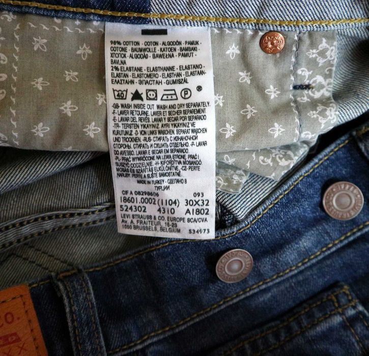 Levis 501 W30 L32 spodnie jeansy pas 2 x 45 cm