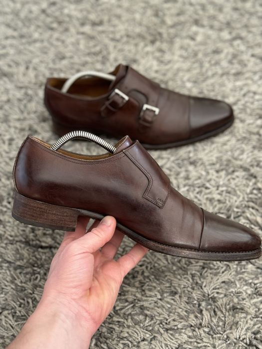 GRAVATI Mens Black Leather Derby Shoes size 7  41 26.5 см