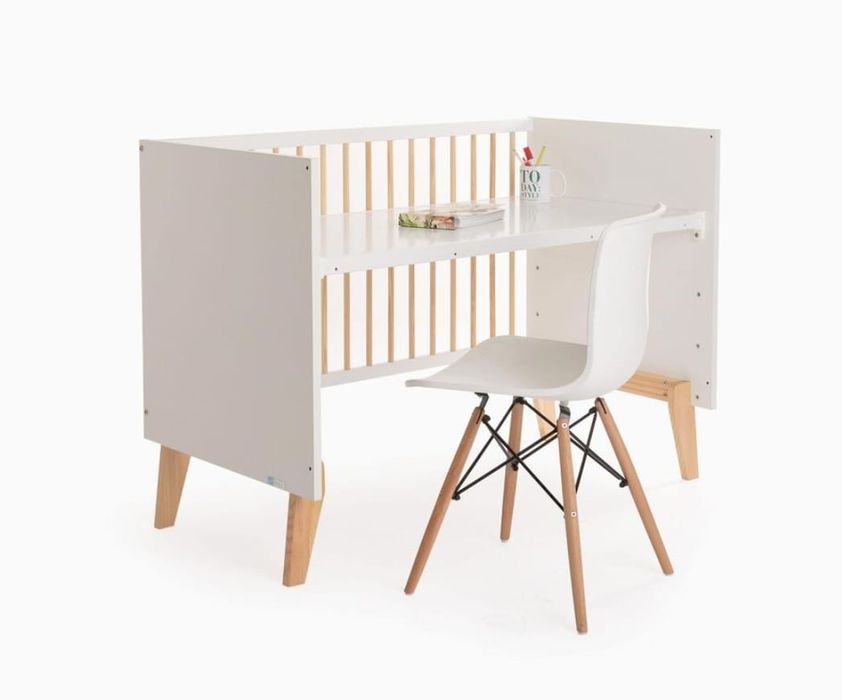 BERÇO ZIPPY - branco e carvalho