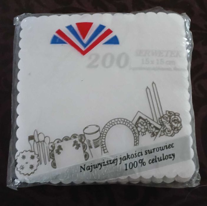 Серветки гастрономічні 15х15, білі, 200шт/уп