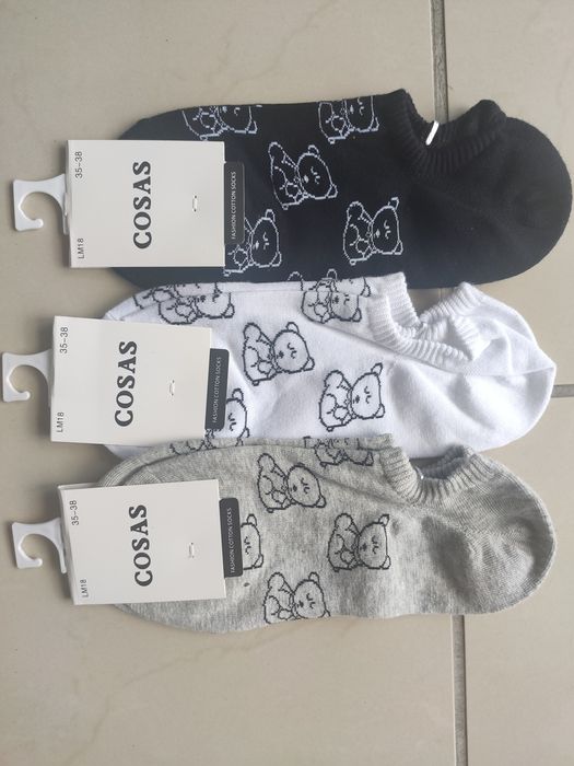 3x Pary Skarpetki damskie Stopki Miś Misie  35-38