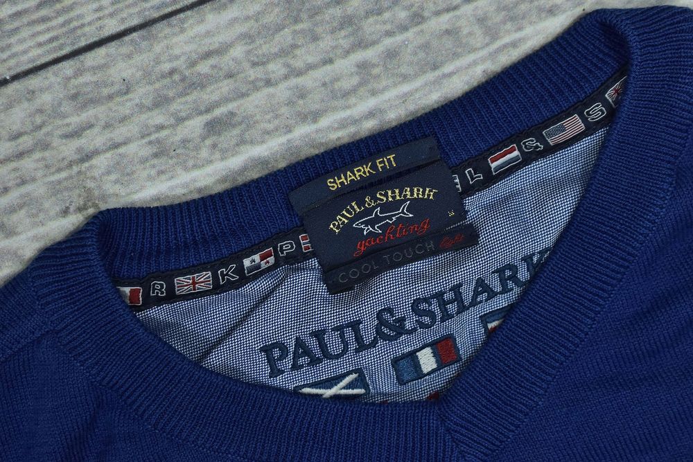 Paul Shark Wełniany Sweter Męski Vneck Cooltouch M