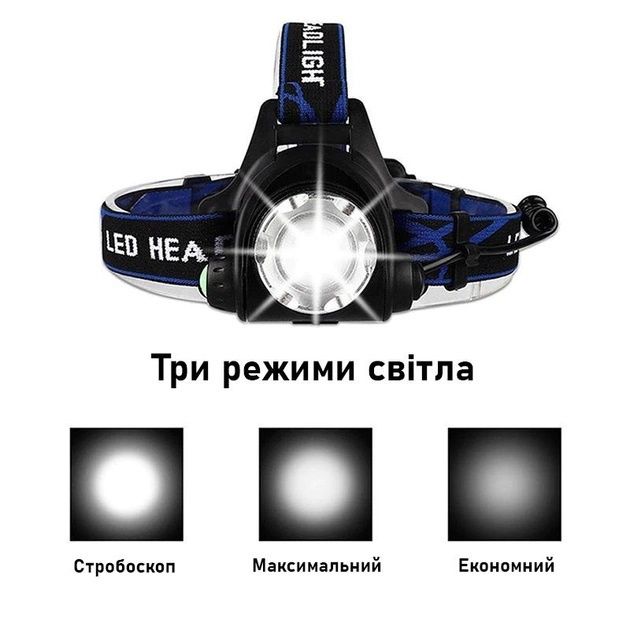 Налобний ліхтар Bailong BL-T24-P50 акумуляторний LED/Zoom