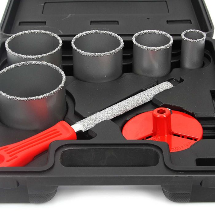 Zestaw 8el. OTWORNICA WOLFRAMOWA + pilnik + WALIZKA solidne mocne 295