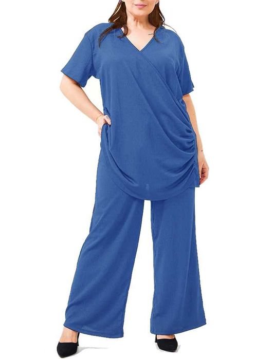 nowy elegancki komplet tunika spodnie proste duzy rozmiar plus size