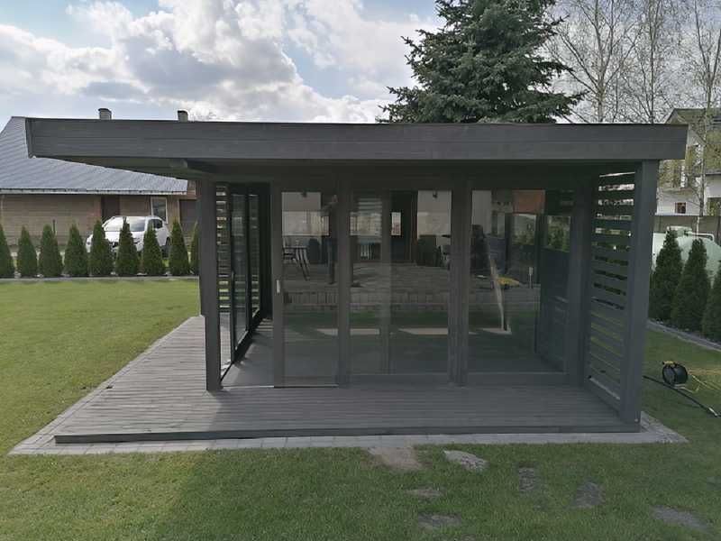 Altana 29 Szklana 4x5m z Dachem z Blachy, Podłogą i Rynnami PRODUCENT