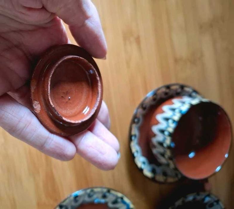 PRL vintage bułgarski ceramiczny  serwis do herbaty ręcznie malowany