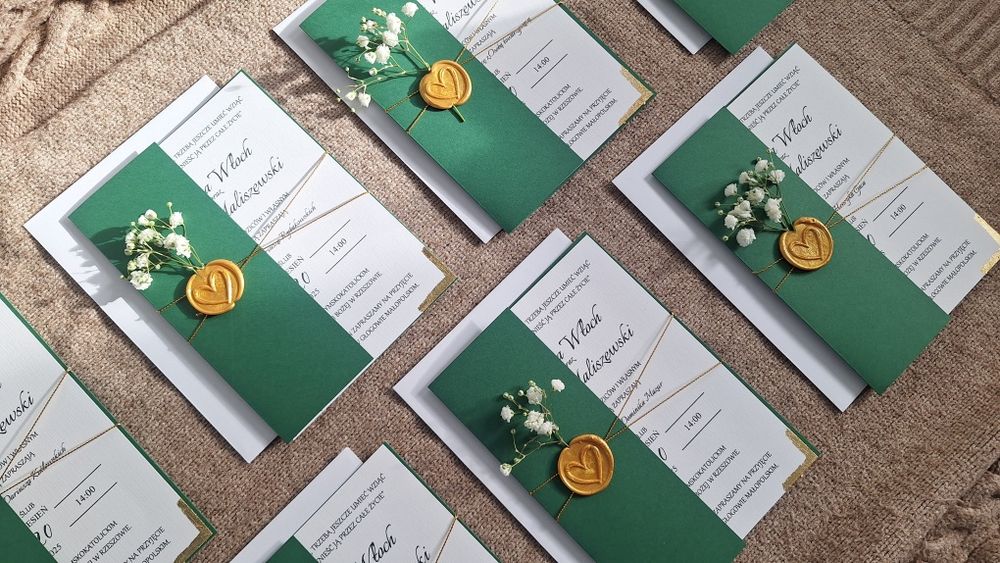 Zaproszenie ślubne komunijne folder zlocenie suszki