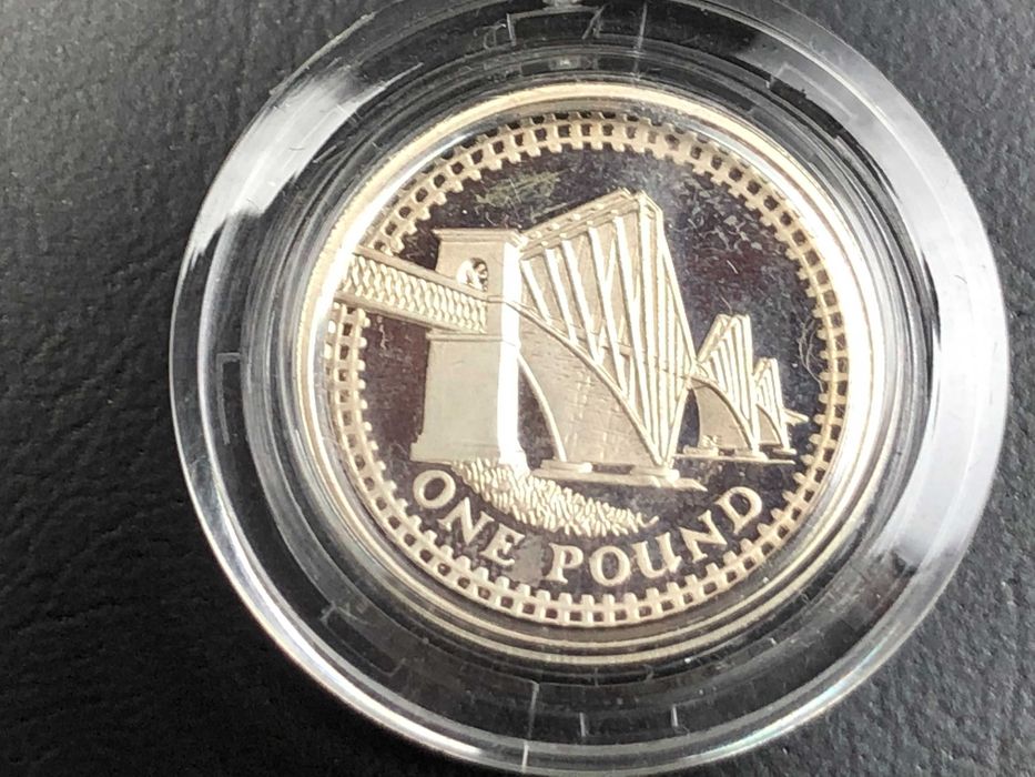 Lote de Estojos Prata Proof 1 Pound Inglaterra  - 2003/04/05 e 06