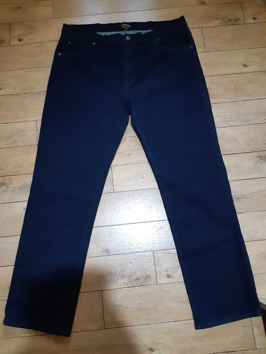 SPODNIE MĘSKIE materiałowe granatowe JEANS